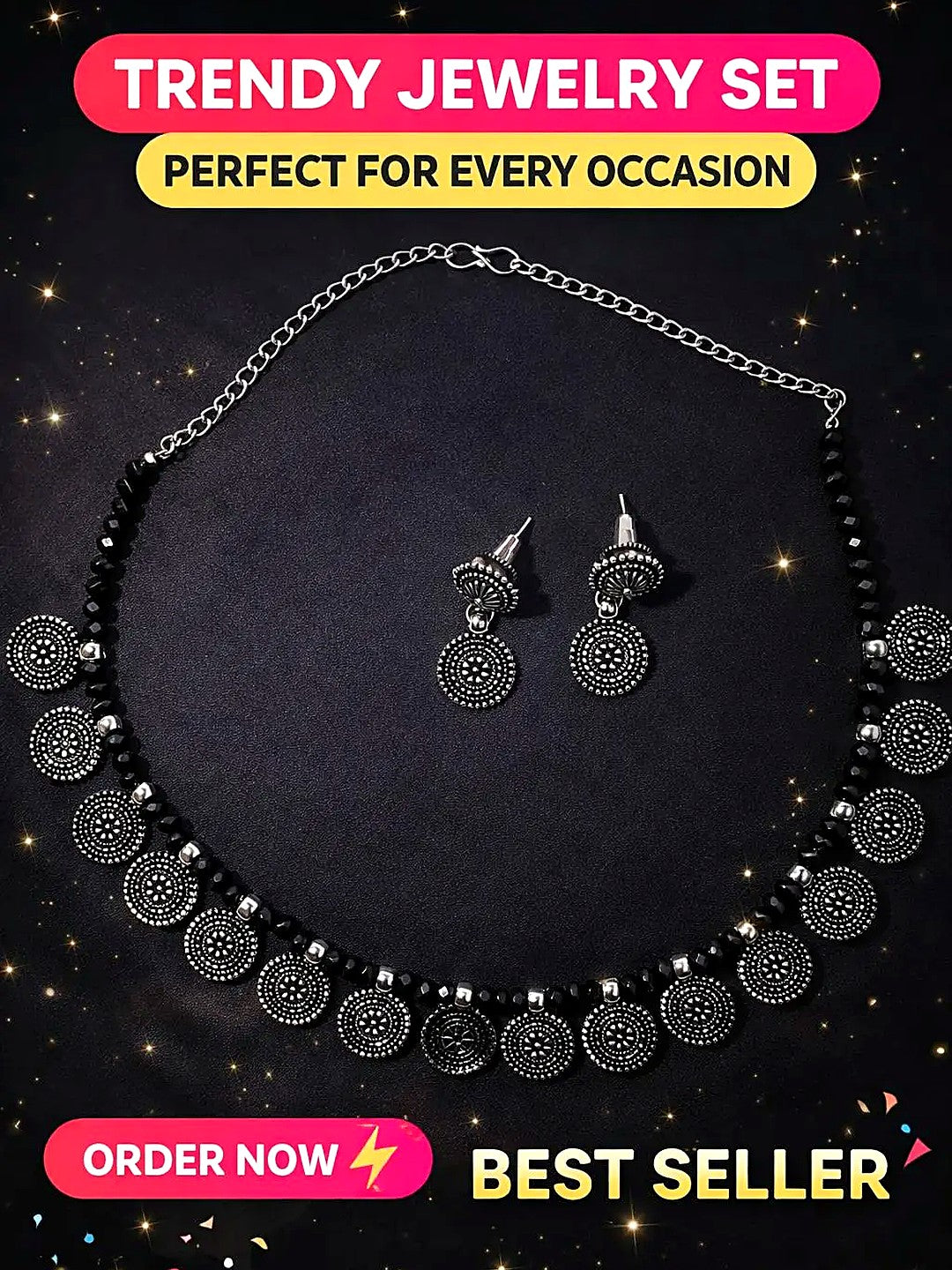 Oxidised Silver Necklace Set