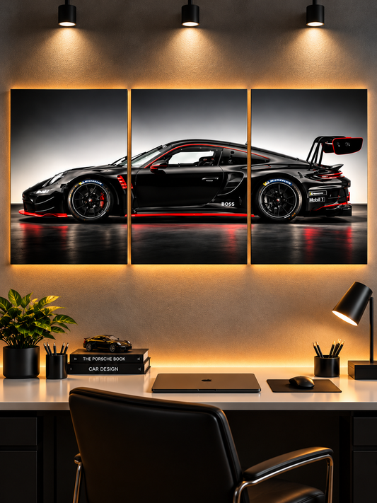 Porsche Car Wall Posters Set of 3 (12x18 Inch) | Racing Car Wall Art | Premium HD Print 300 GSM | Room Decor for Bedroom, Living Room, Gaming Setup.